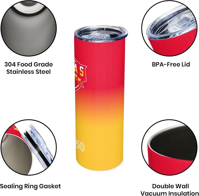 Suswoos Kansas EST 1960 Tumblers 20oz Straight Skinny Car Cups Sports Travel Coffee Mug,Stainless Steel,Insulated,Classic Collection Gifts for Men Women Fans. - Image 2